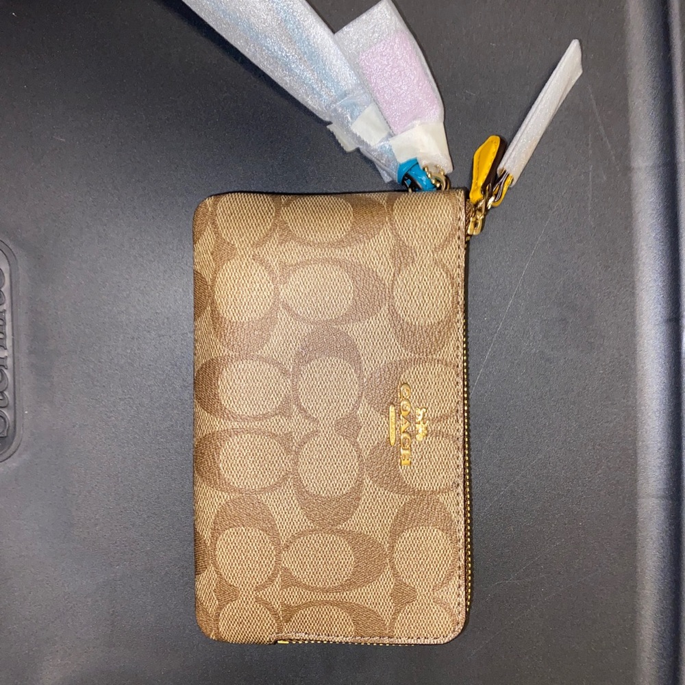 Coach double corner zip wristlet. NWT